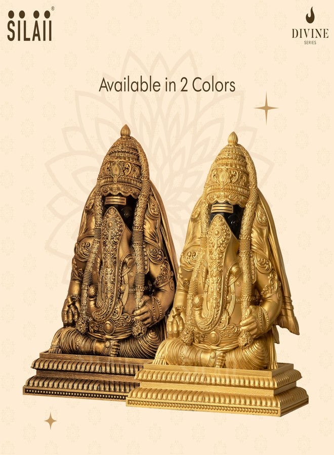 SILAII Pillayarpatti Karpaga Vinayagar Idol - Sacred Wish-Granting Ganesha Murti Showpiece & Statue for Home Decor, Pooja Room, House Warming Gifts (Gold, 6 INCHES) - Image 4